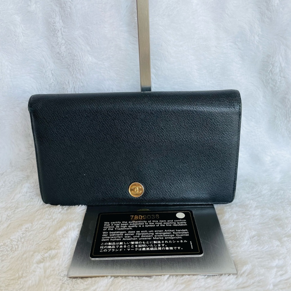 Chanel Bifold Leather Long Wallet with COA